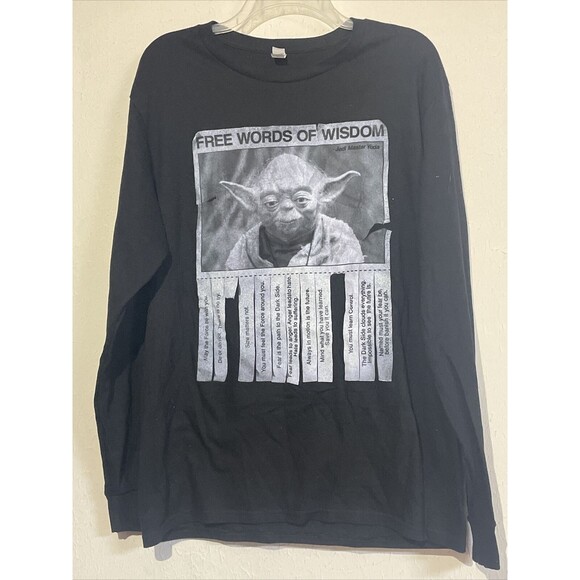 Star Wars Other - Star Wars Yoda T-Shirt Men's Black M Graphic Free Words of Wisdom LS Cotton